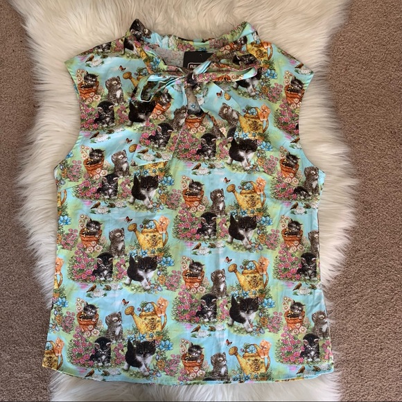 Retrolicious Tops - Retrolicious Cat Blouse Size XL